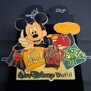 Disney Retired Walt Disney World Mickey Mouse 4 Park Logos Pin 2000 Vintage